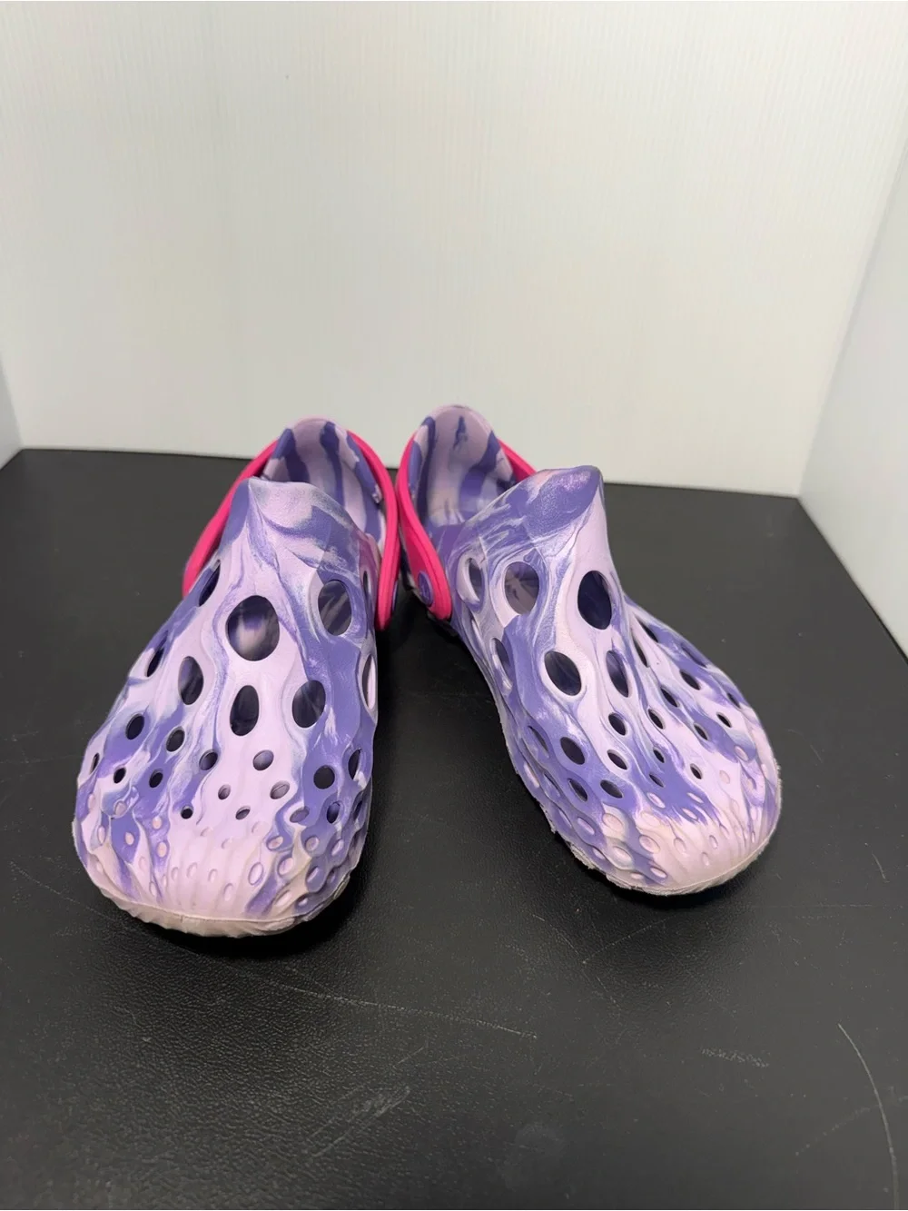 Kids Merrell Purple Foam Slip-On Clogs with Pink Strap